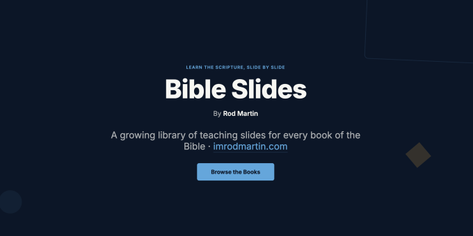 Bible Slides logo on a dark blue background.